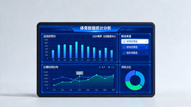 体育数据统计图表在屏幕上的可视化展示画面